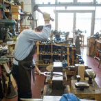 Brett Payne at work in his studio at Yorkshire Art Space’ Persistence Works in Sheffield 2017 